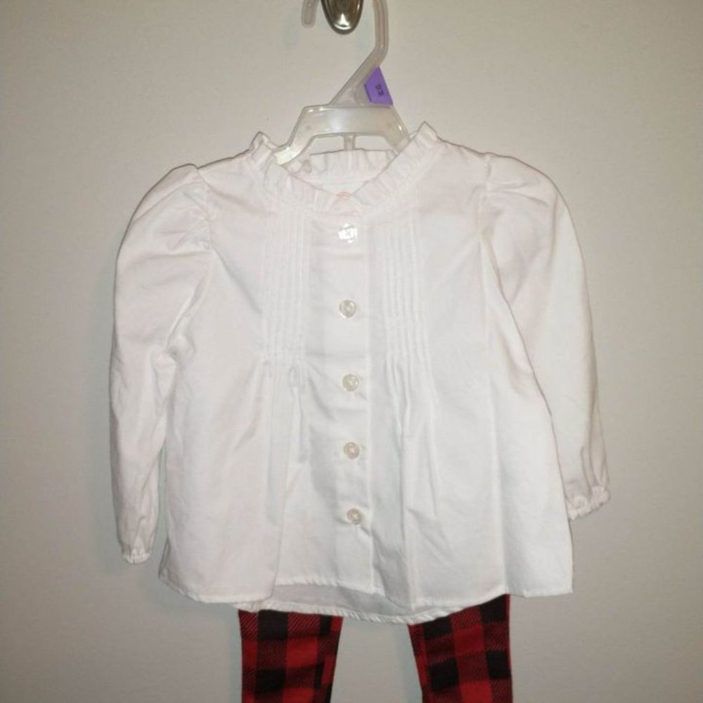 Wonder Nation baby toddler girl 12 month 2 piece red black checkered  K-041